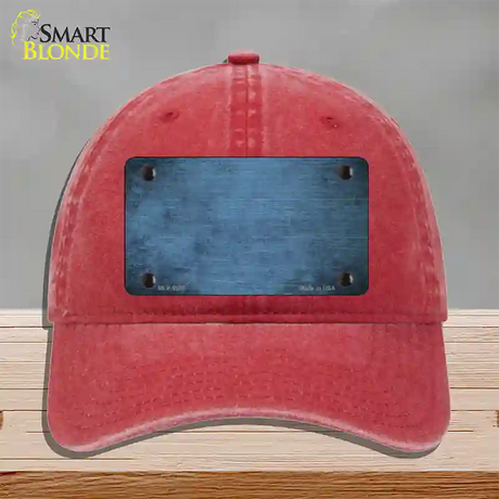 Light Blue Oil Rubbed Solid Novelty License Plate Hat Unconstructed Cotton / Red