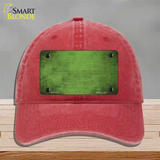 Lime Green Oil Rubbed Solid Novelty License Plate Hat Unconstructed Cotton / Red