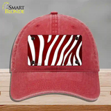 Red White Zebra Oil Rubbed Novelty License Plate Hat Unconstructed Cotton / Red