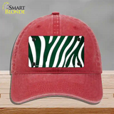 Green White Zebra Oil Rubbed Novelty License Plate Hat Unconstructed Cotton / Red