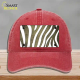 Gold White Zebra Oil Rubbed Novelty License Plate Hat Unconstructed Cotton / Red