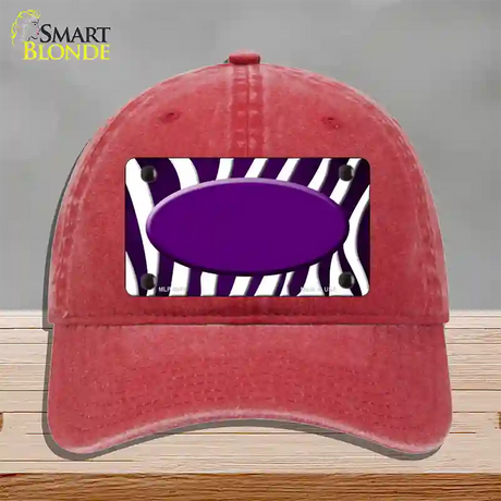 Purple White Zebra Oval Oil Rubbed Novelty License Plate Hat Unconstructed Cotton / Red