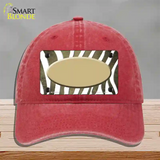 Gold White Zebra Oval Oil Rubbed Novelty License Plate Hat Unconstructed Cotton / Red