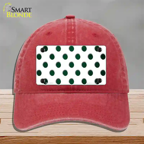 Green White Dots Oil Rubbed Novelty License Plate Hat Unconstructed Cotton / Red