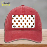 Orange White Dots Oil Rubbed Novelty License Plate Hat Unconstructed Cotton / Red