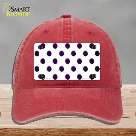 Purple White Dots Oil Rubbed Novelty License Plate Hat Unconstructed Cotton / Red