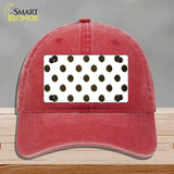 Brown White Dots Oil Rubbed Novelty License Plate Hat Unconstructed Cotton / Red