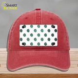 Mint White Dots Oil Rubbed Novelty License Plate Hat Unconstructed Cotton / Red