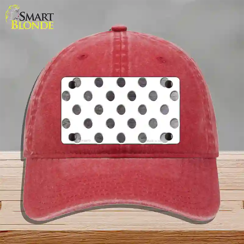 Black White Dots Oil Rubbed Novelty License Plate Hat Unconstructed Cotton / Red