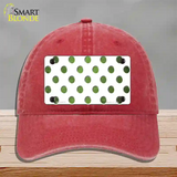 Lime Green White Dots Oil Rubbed Novelty License Plate Hat Unconstructed Cotton / Red