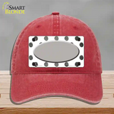 Gray White Dots Oval Oil Rubbed Novelty License Plate Hat Unconstructed Cotton / Red