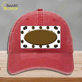 Brown White Dots Oval Oil Rubbed Novelty License Plate Hat Unconstructed Cotton / Red