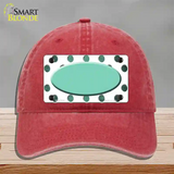 Mint White Dots Oval Oil Rubbed Novelty License Plate Hat Unconstructed Cotton / Red