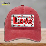 Love Novelty License Plate Hat Unconstructed Cotton / Red