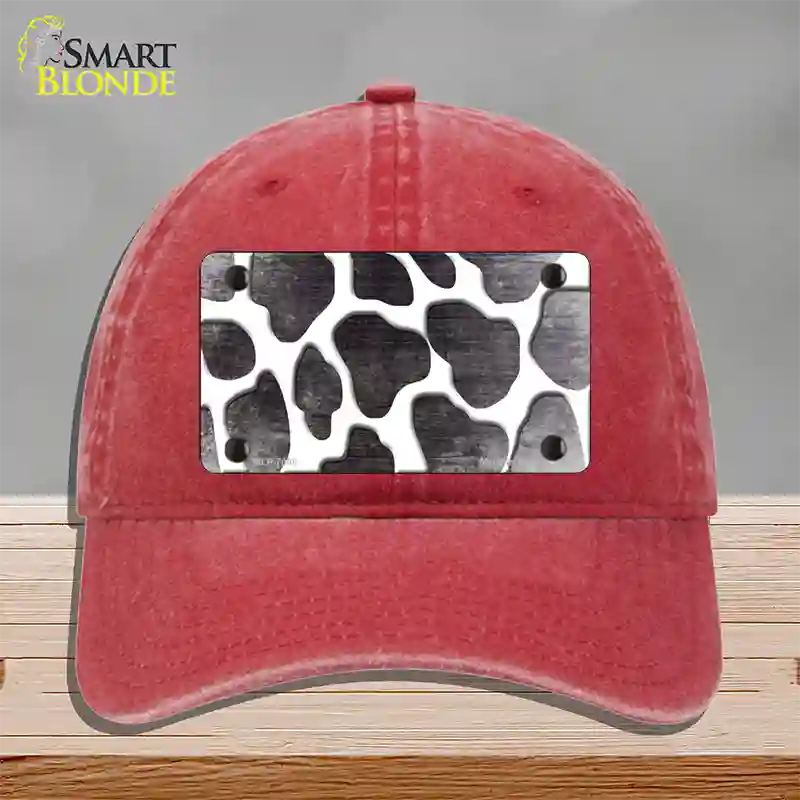 Black White Giraffe Oil Rubbed Novelty License Plate Hat Unconstructed Cotton / Red