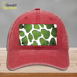 Lime Green White Giraffe Oil Rubbed Novelty License Plate Hat Unconstructed Cotton / Red