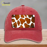 Orange White Giraffe Oil Rubbed Novelty License Plate Hat Unconstructed Cotton / Red