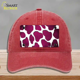 Pink White Giraffe Oil Rubbed Novelty License Plate Hat Unconstructed Cotton / Red