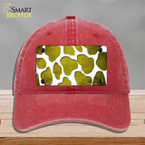 Yellow White Giraffe Oil Rubbed Novelty License Plate Hat Unconstructed Cotton / Red