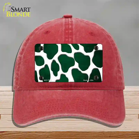 Green White Giraffe Oil Rubbed Novelty License Plate Hat Unconstructed Cotton / Red