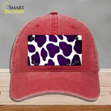 Purple White Giraffe Oil Rubbed Novelty License Plate Hat Unconstructed Cotton / Red