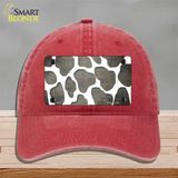 Tan White Giraffe Oil Rubbed Novelty License Plate Hat Unconstructed Cotton / Red