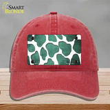 Mint White Giraffe Oil Rubbed Novelty License Plate Hat Unconstructed Cotton / Red