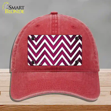 Pink White Chevron Oil Rubbed Novelty License Plate Hat Unconstructed Cotton / Red