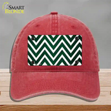 Green White Chevron Oil Rubbed Novelty License Plate Hat Unconstructed Cotton / Red