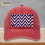 Purple White Chevron Oil Rubbed Novelty License Plate Hat Unconstructed Cotton / Red