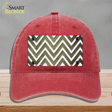 Gold White Chevron Oil Rubbed Novelty License Plate Hat Unconstructed Cotton / Red