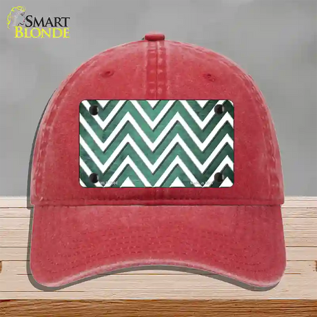 Mint White Chevron Oil Rubbed Novelty License Plate Hat Unconstructed Cotton / Red