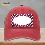 Pink White Chevron Scallop Oil Rubbed Novelty License Plate Hat Unconstructed Cotton / Red