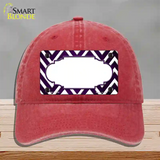 Purple White Chevron Scallop Oil Rubbed Novelty License Plate Hat Unconstructed Cotton / Red