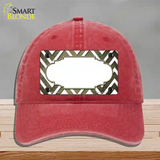 Gold White Chevron Scallop Oil Rubbed Novelty License Plate Hat Unconstructed Cotton / Red