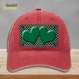 Green White Quatrefoil Hearts Oil Rubbed Novelty License Plate Hat Unconstructed Cotton / Red