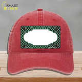 Green White Quatrefoil Scallop Oil Rubbed Novelty License Plate Hat Unconstructed Cotton / Red