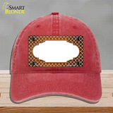 Orange White Quatrefoil Scallop Oil Rubbed Novelty License Plate Hat Unconstructed Cotton / Red