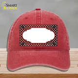 Red White Quatrefoil Scallop Oil Rubbed Novelty License Plate Hat Unconstructed Cotton / Red