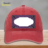 Purple White Quatrefoil Scallop Oil Rubbed Novelty License Plate Hat Unconstructed Cotton / Red