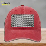 Gray White Small Chevron Oil Rubbed Novelty License Plate Hat Unconstructed Cotton / Red