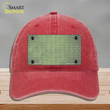 Lime Green White Small Chevron Oil Rubbed Novelty License Plate Hat Unconstructed Cotton / Red