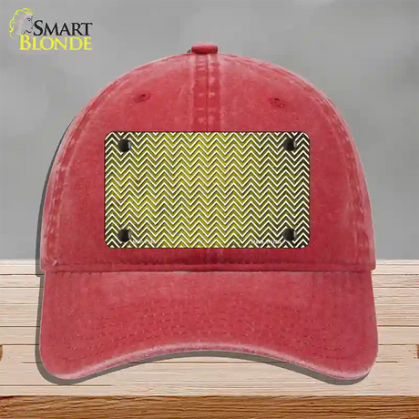 Yellow White Small Chevron Oil Rubbed Novelty License Plate Hat Unconstructed Cotton / Red