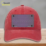 Purple White Small Chevron Oil Rubbed Novelty License Plate Hat Unconstructed Cotton / Red