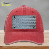 Light Blue White Small Chevron Oil Rubbed Novelty License Plate Hat Unconstructed Cotton / Red