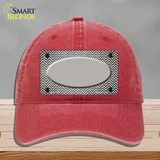 Gray White Small Chevron Oval Oil Rubbed Novelty License Plate Hat Unconstructed Cotton / Red