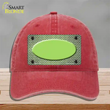 Lime Green White Small Chevron Oval Oil Rubbed Novelty License Plate Hat Unconstructed Cotton / Red