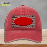 Red White Small Chevron Oval Oil Rubbed Novelty License Plate Hat Unconstructed Cotton / Red