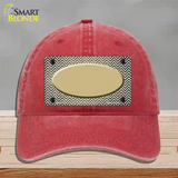 Gold White Small Chevron Oval Oil Rubbed Novelty License Plate Hat Unconstructed Cotton / Red