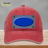 Blue White Small Chevron Oval Oil Rubbed Novelty License Plate Hat Unconstructed Cotton / Red